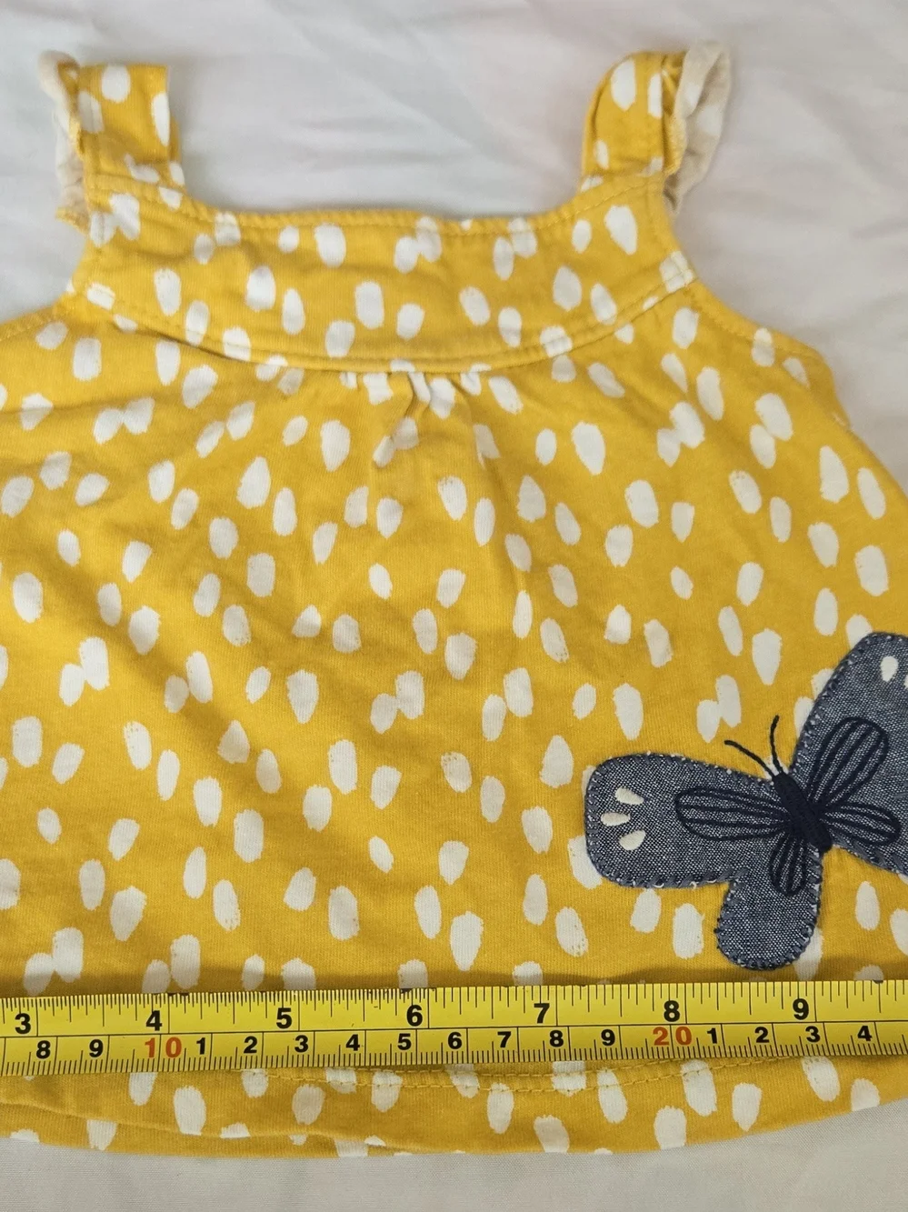 Carter's Yellow & White Polka Dot Tank with Blue Butterfly Patch